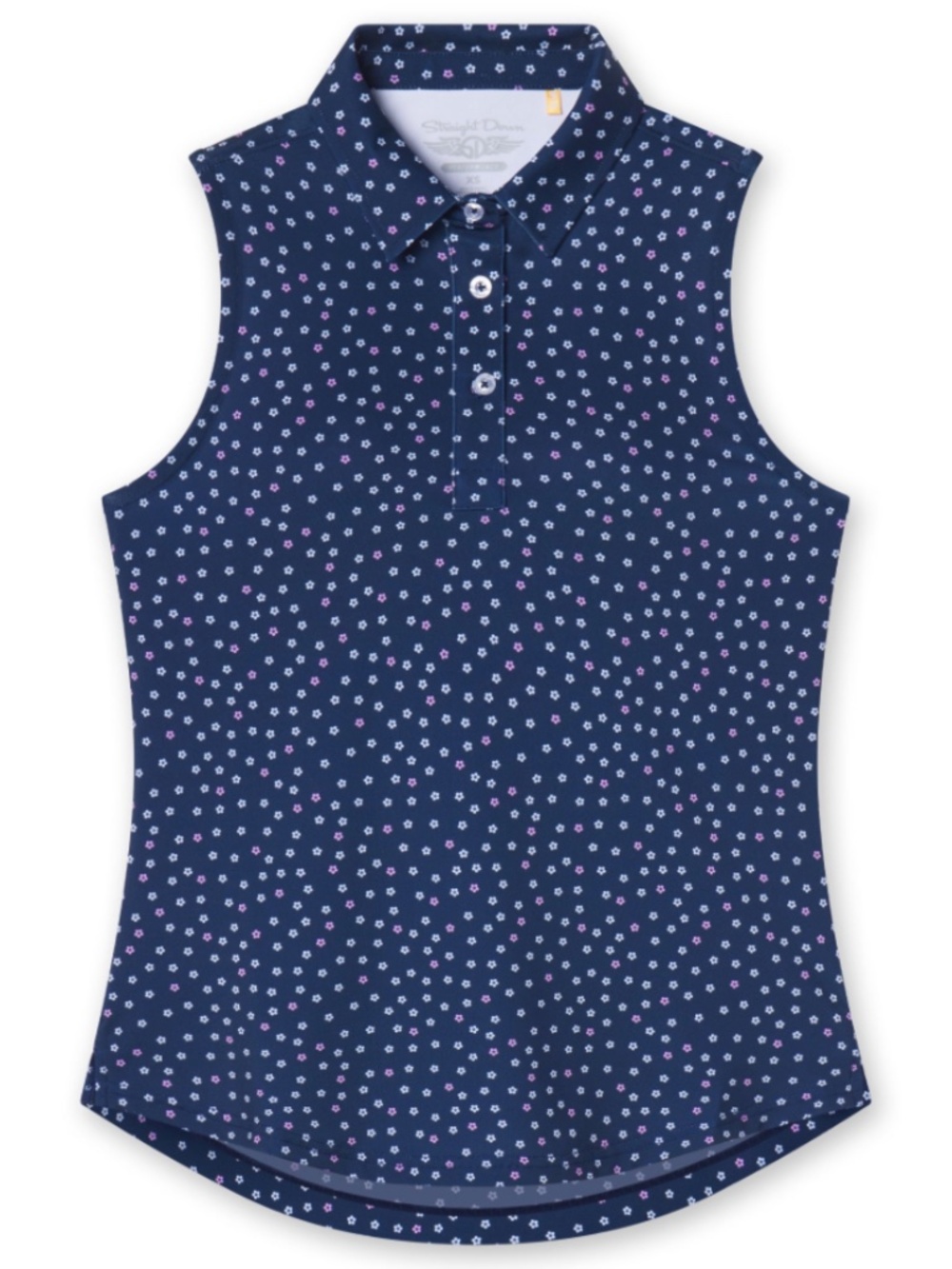 NWT Straight Down Ladies Polo Sleeveless Cherry Blossom New Indigo
